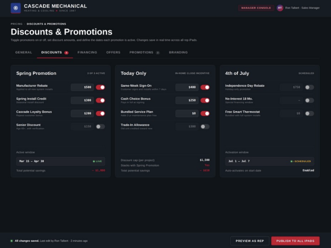 Cascade Mechanical Manager Console screenshot